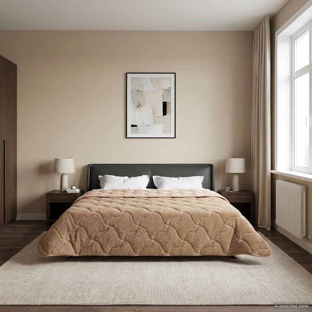 Zomer Dekbed Taupe 220 x 260 cm Microfiber en Teddy fleece – afbeelding 1