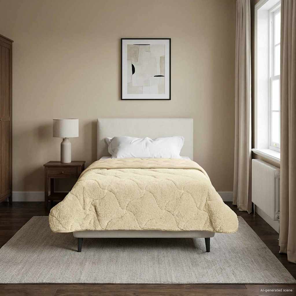 Zomer Dekbed Crème 155 x 200 cm Microfiber en Teddy fleece – afbeelding 1