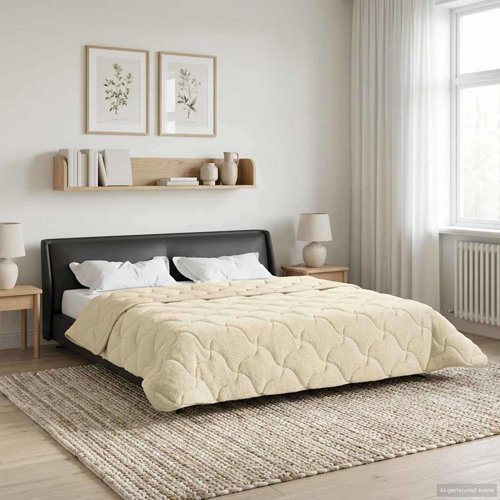 Zomer Dekbed Crème 200 x 200 cm Microfiber en Teddy fleece – afbeelding 1