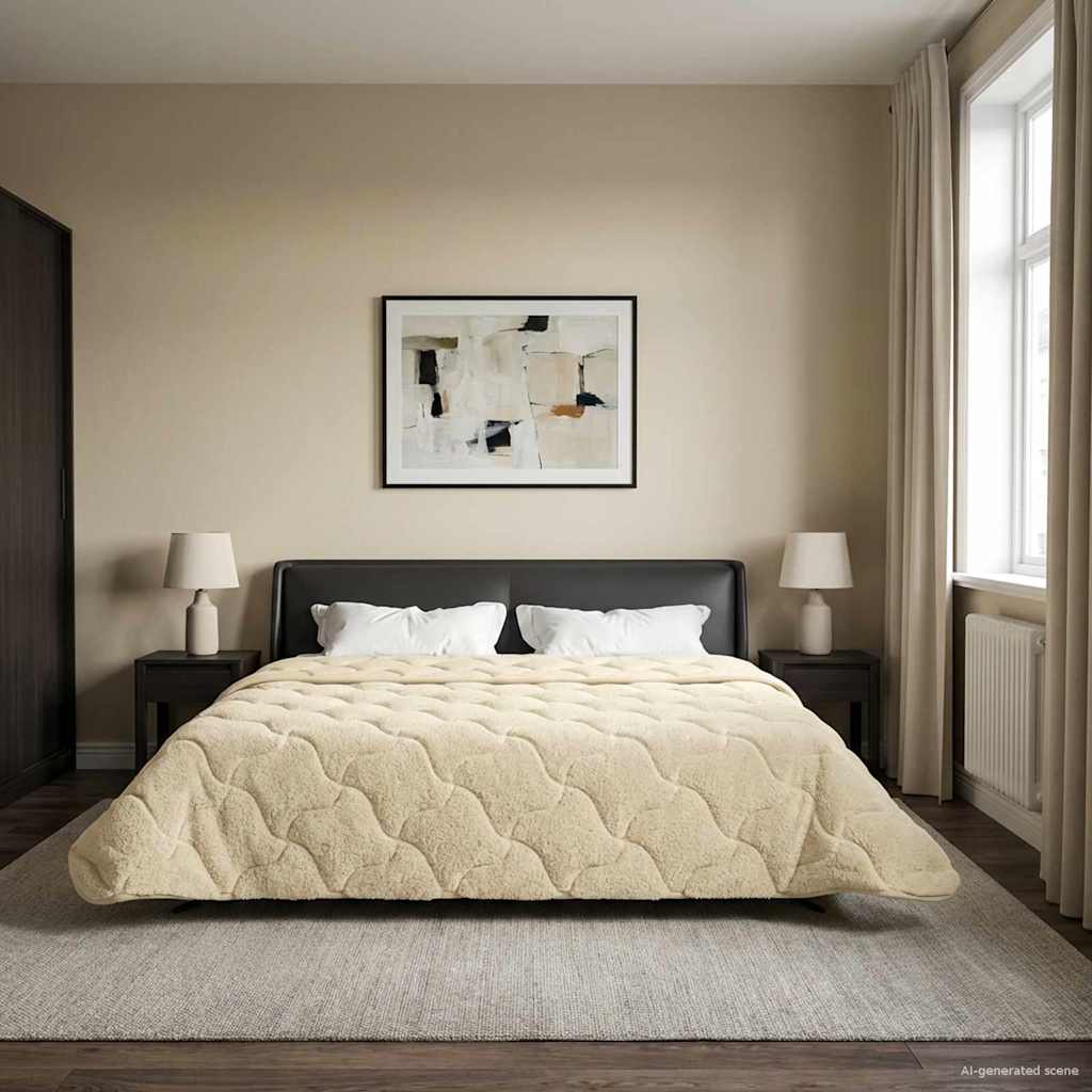 Zomer Dekbed Crème 200 x 240 cm Microfiber en Teddy fleece – afbeelding 1