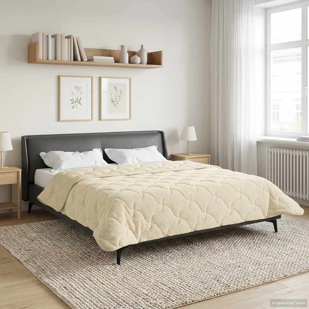 Zomer Dekbed Crème 220 x 260 cm Microfiber en Teddy fleece – afbeelding 1