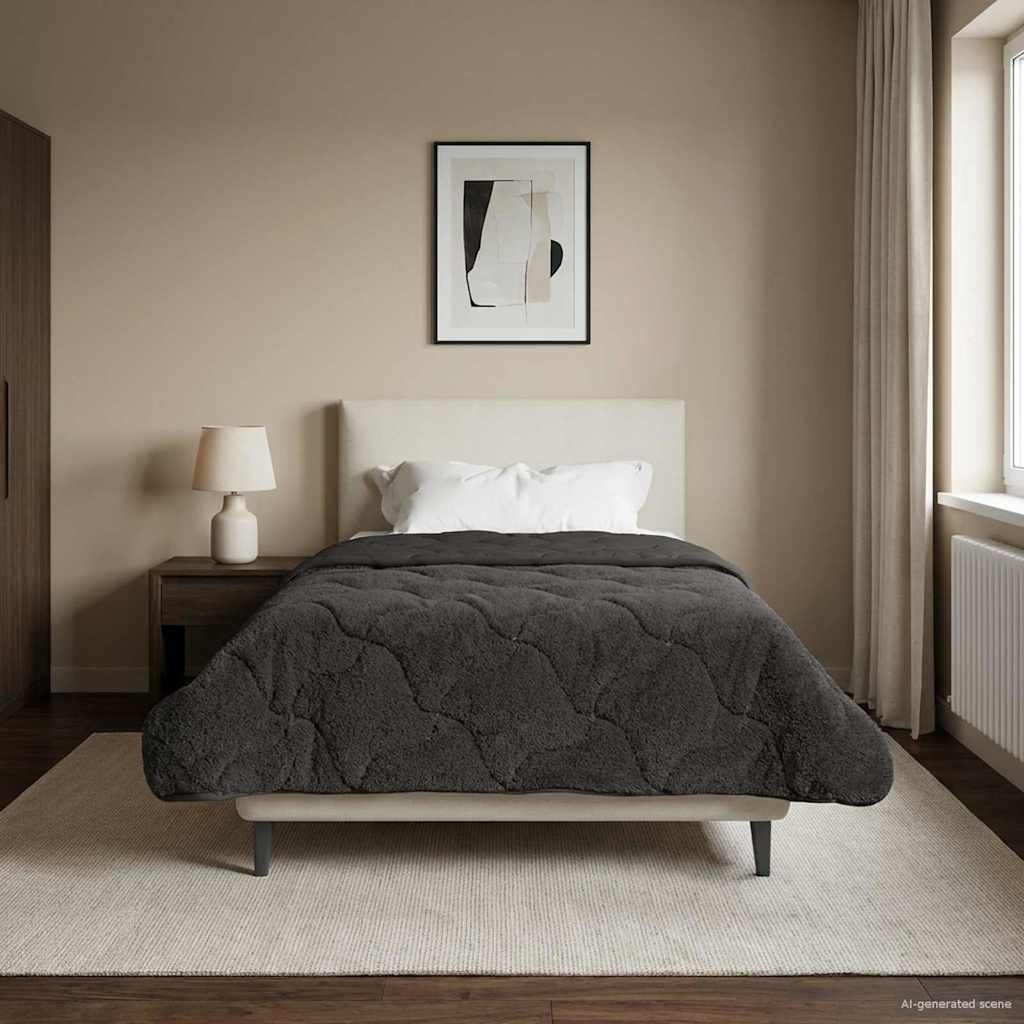 Vol jaar dekbed Gekwilt Antraciet 140 x 220 cm – afbeelding 1