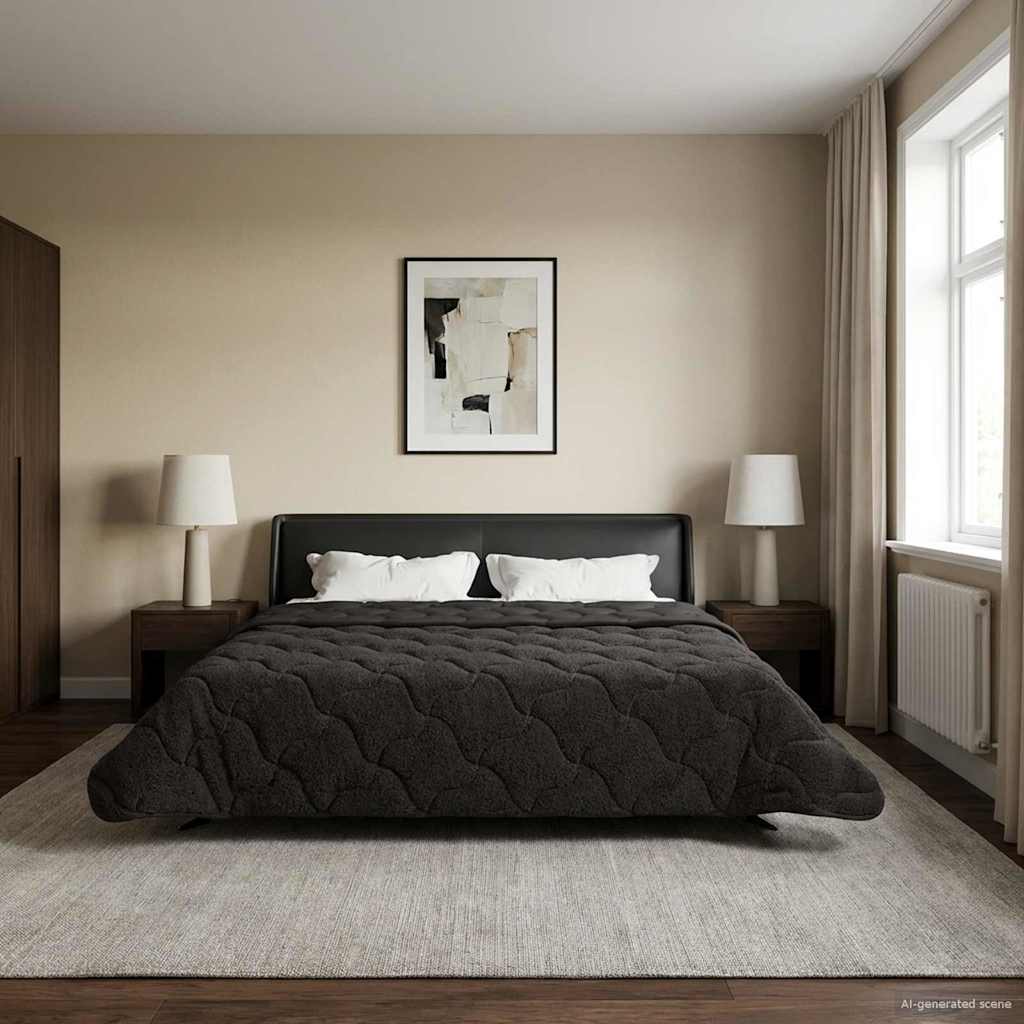 Vol jaar dekbed Gekwilt Antraciet 200 x 200 cm