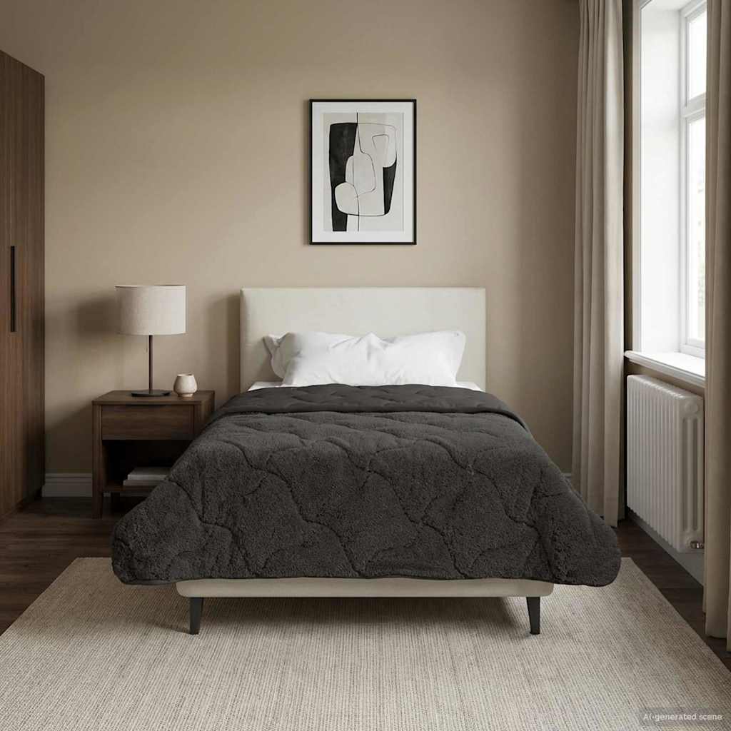 Vol jaar dekbed Gekwilt Antraciet 140 x 220 cm – afbeelding 1