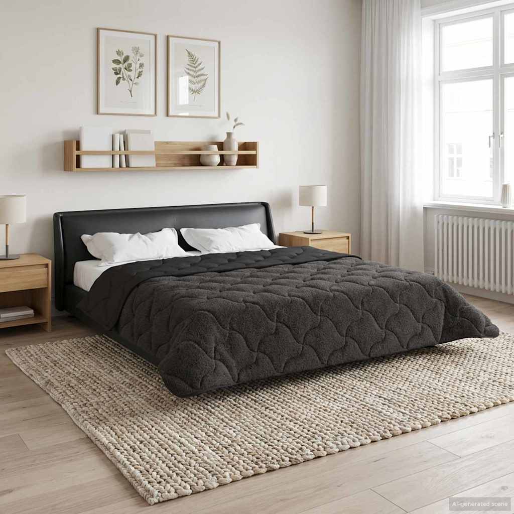 Vol jaar dekbed Gekwilt Antraciet 240 x 260 cm – afbeelding 1