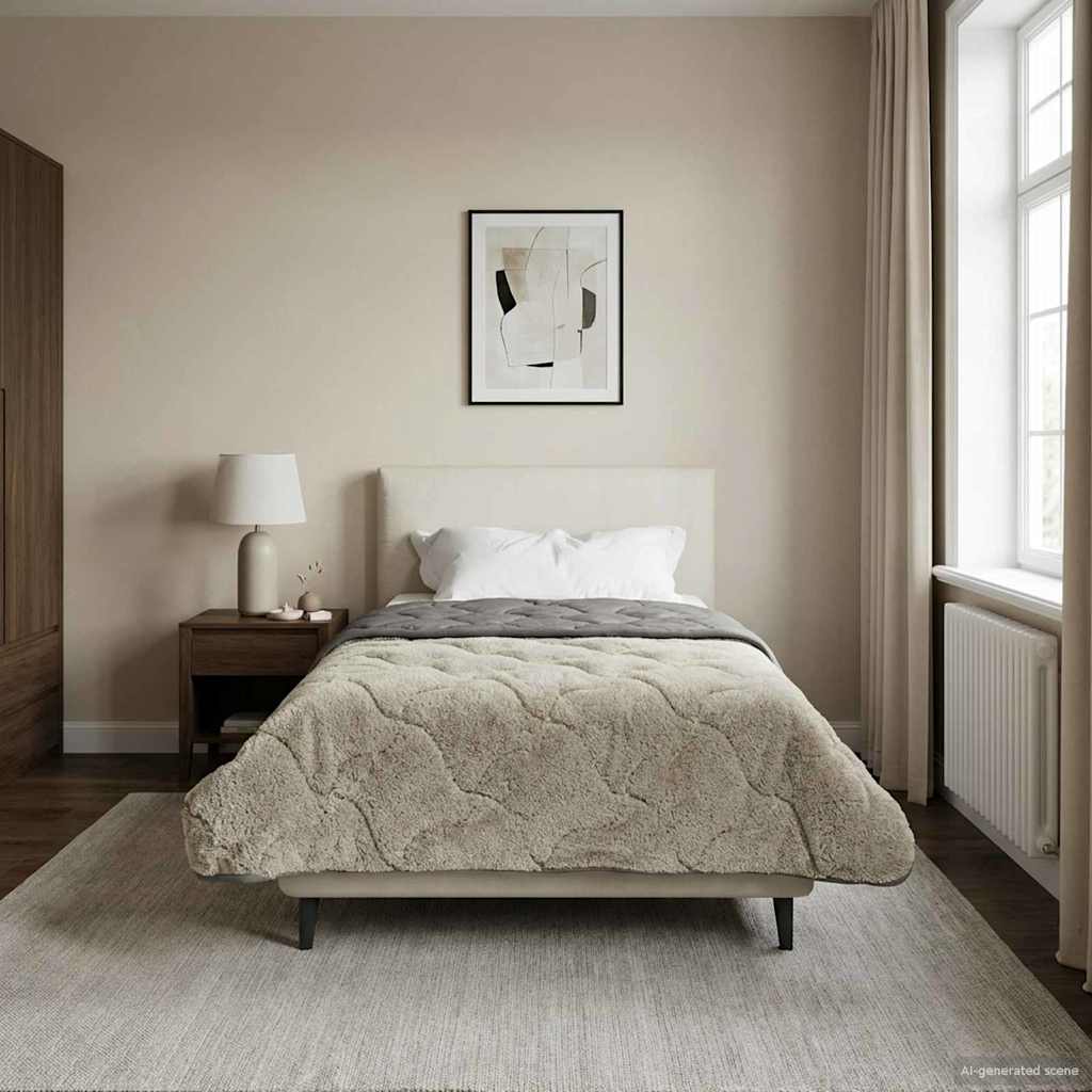 Vol jaar dekbed Gekwilt Lichtgrijs 155 x 200 cm – afbeelding 1