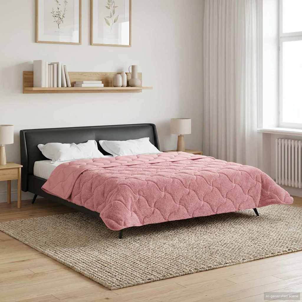 Vol jaar dekbed Roze 200 x 220 cm Microfiber en Teddy fleece – afbeelding 1