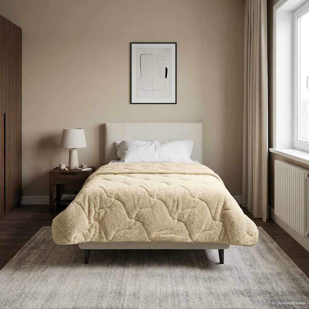 Vol jaar dekbed Crème 155 x 200 cm Microfiber en Teddy fleece – afbeelding 1