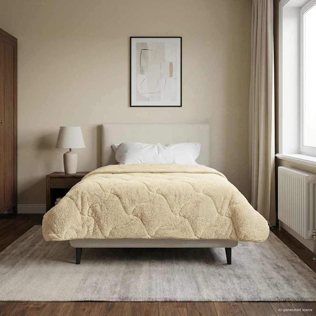 Vol jaar dekbed Crème 140 x 220 cm Microfiber en Teddy fleece – afbeelding 1