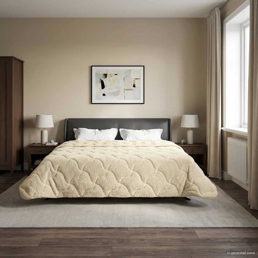 Vol jaar dekbed Crème 200 x 220 cm Microfiber en Teddy fleece – afbeelding 1