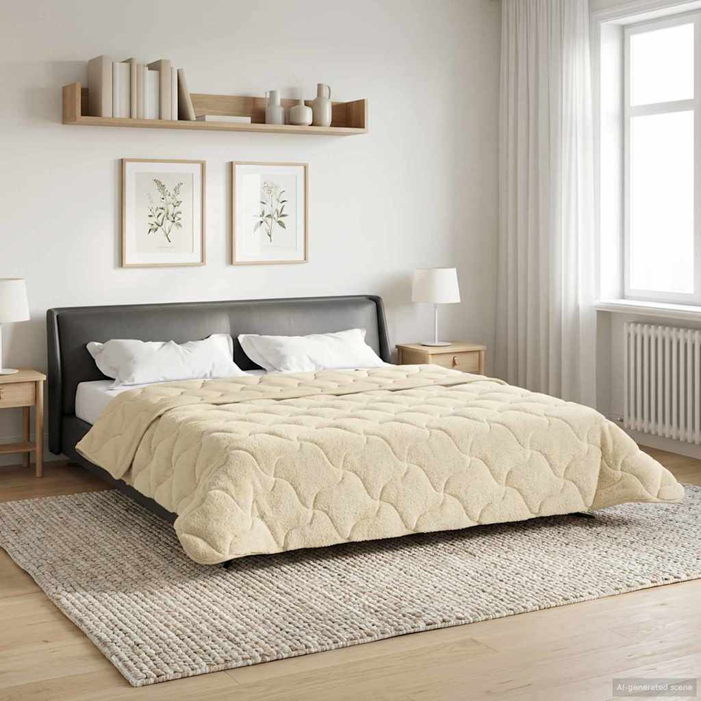Vol jaar dekbed Crème 220 x 240 cm Microfiber en Teddy fleece – afbeelding 1