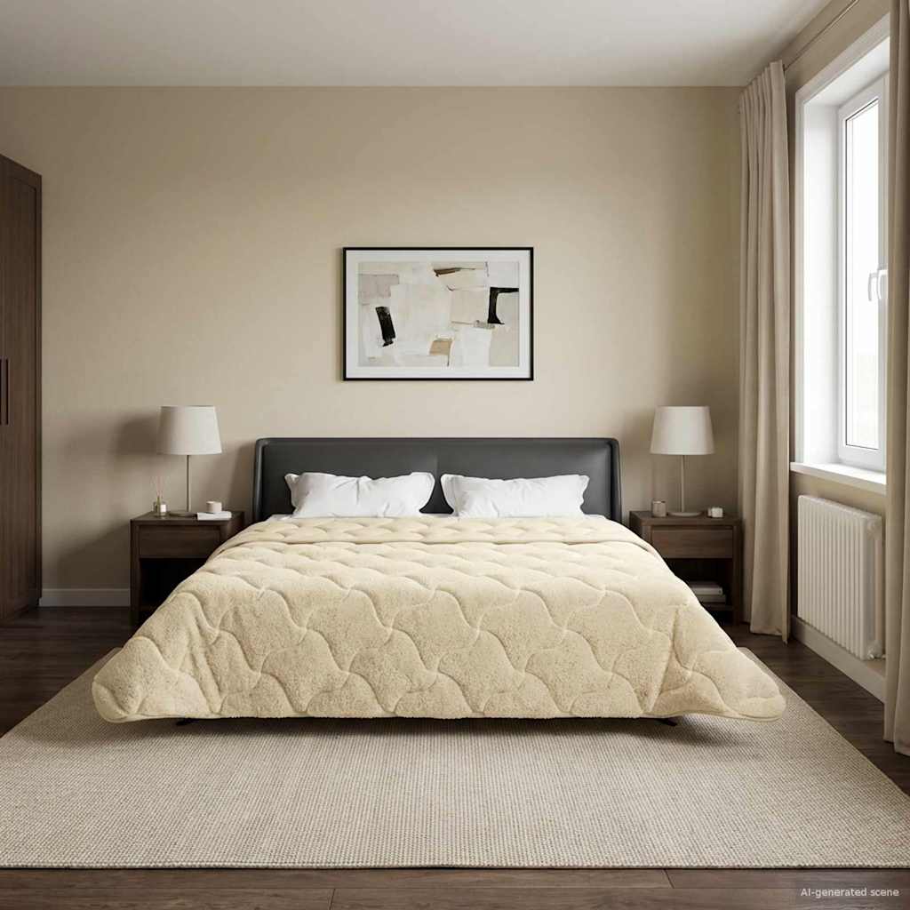 Vol jaar dekbed Crème 220 x 260 cm Microfiber en Teddy fleece – afbeelding 1