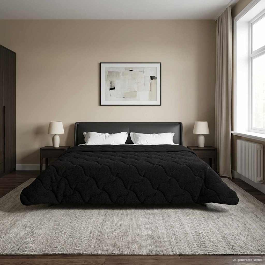 Winter Dekbed Zwart 200 x 200 cm Microfiber en Teddy fleece