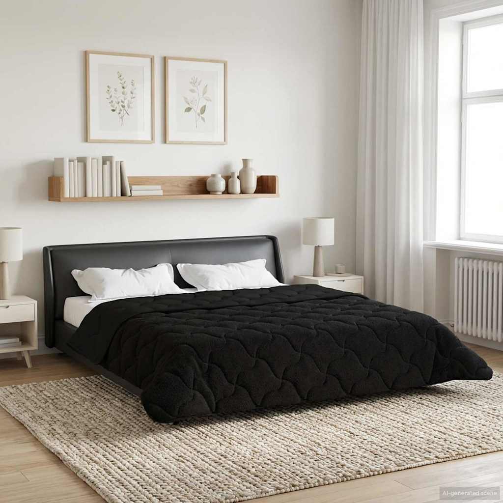 Winter Dekbed Zwart 200 x 240 cm Microfiber en Teddy fleece – afbeelding 1