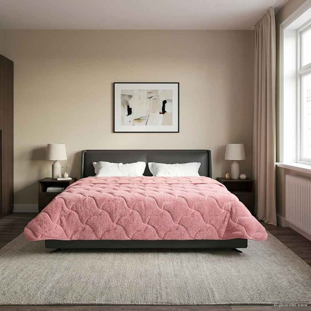 Winter Dekbed Roze 200 x 240 cm Microfiber en Teddy fleece – afbeelding 1
