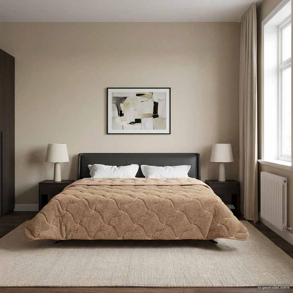 Winter Dekbed Taupe 200 x 220 cm Microfiber en Teddy fleece – afbeelding 1
