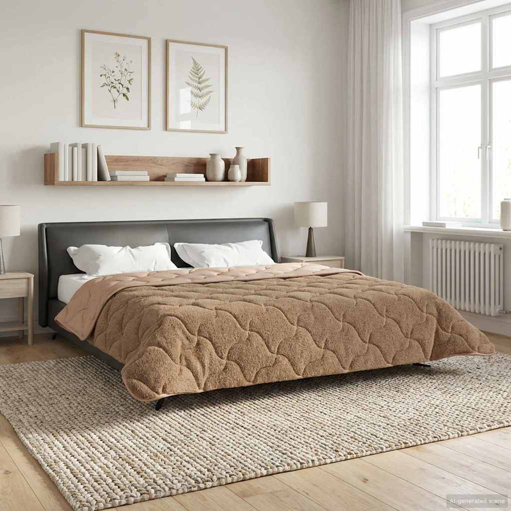 Winter Dekbed Taupe 220 x 240 cm Microfiber en Teddy fleece – afbeelding 1