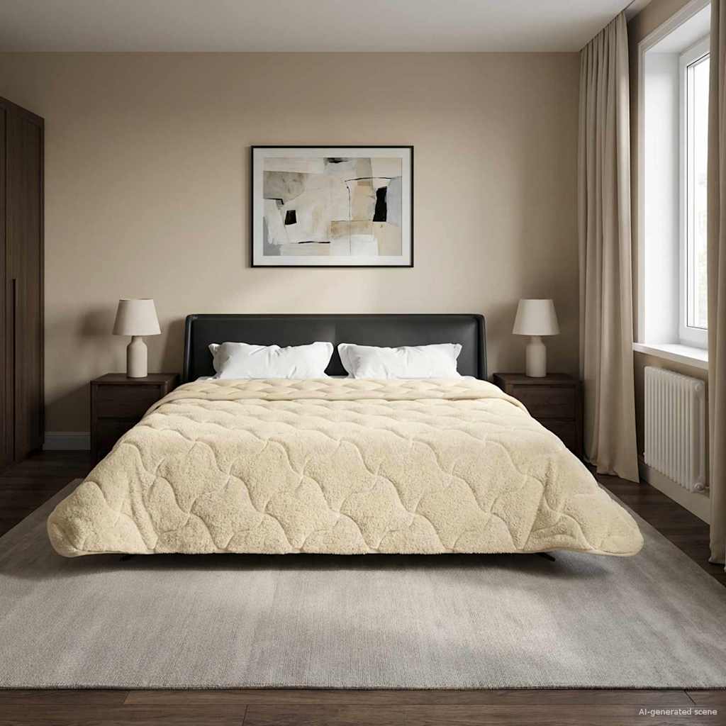 Winter Dekbed Crème 200 x 220 cm Microfiber en Teddy fleece – afbeelding 1