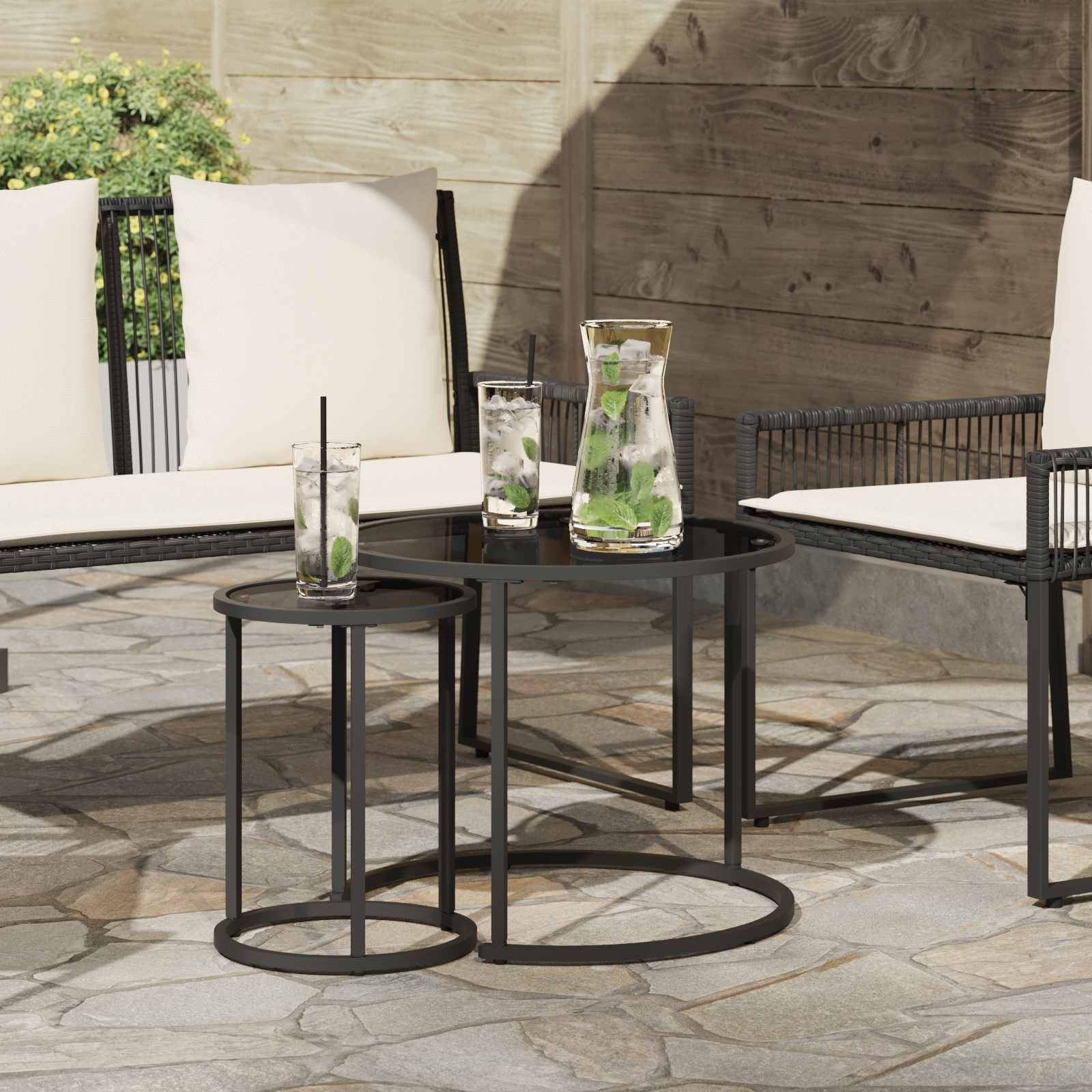 Koffietafel Set 2 pcs 55 x 55 x 45 cm staal – afbeelding 1