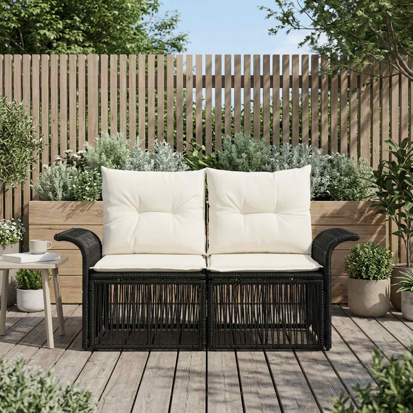 Tuinbank 2-Aantal zitplaatsen Zwart poly rattan