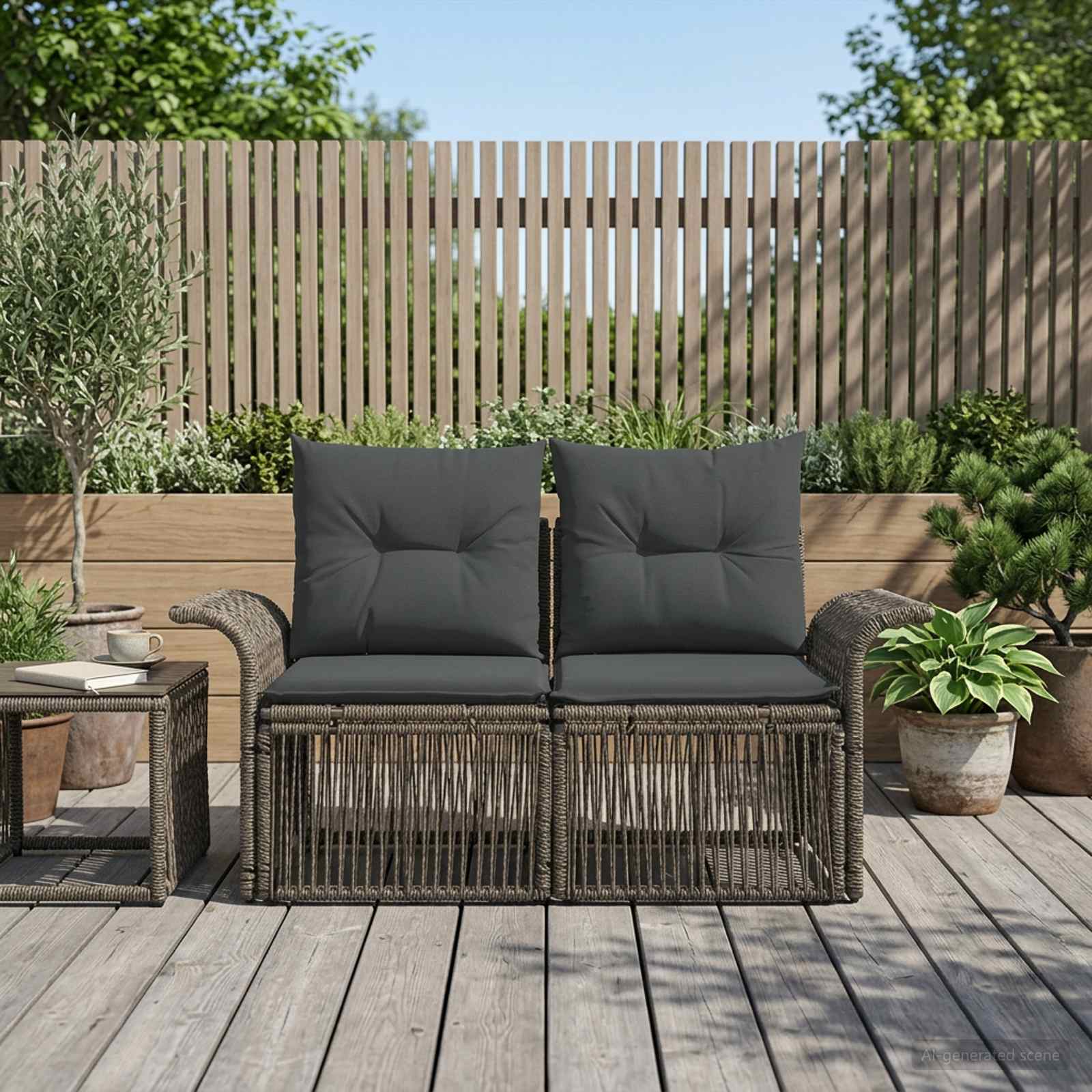 Tuinbank 2-Aantal zitplaatsen Grijs poly rattan