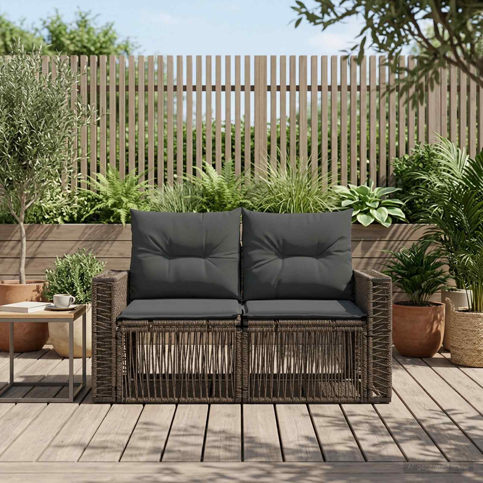 Tuinbank 2-Aantal zitplaatsen Grijs poly rattan