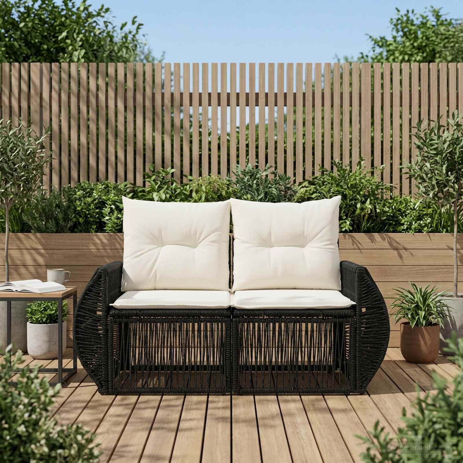 Tuinbank 2-Aantal zitplaatsen Zwart poly rattan