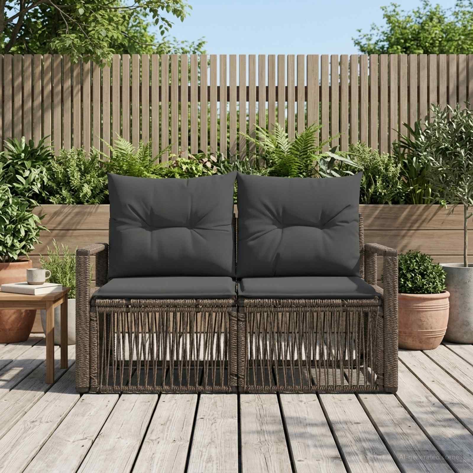 Tuinbank 2-Aantal zitplaatsen Grijs poly rattan