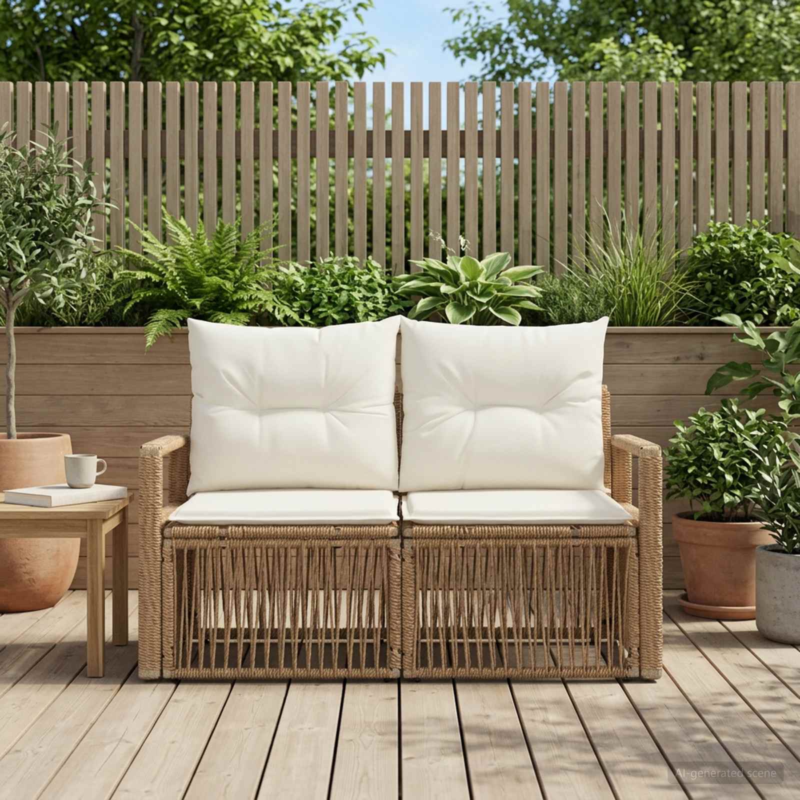 Tuinbank 2-Aantal zitplaatsen Beige poly rattan