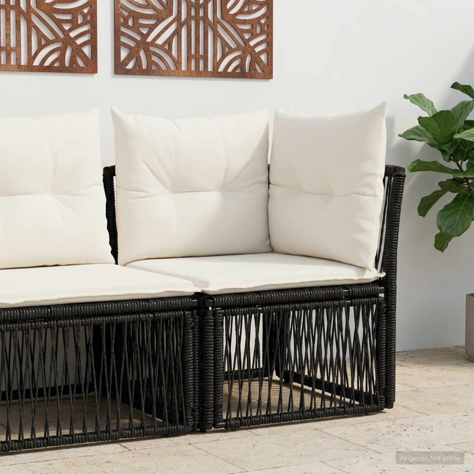 Hoeksofa eenheid Zwart poly rattan