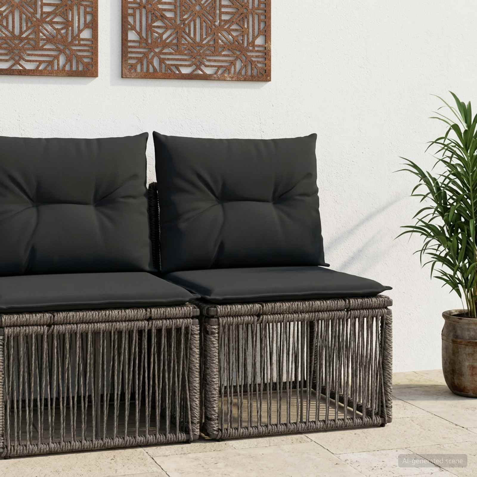 Armloze Sofa eenheid Grijs poly rattan