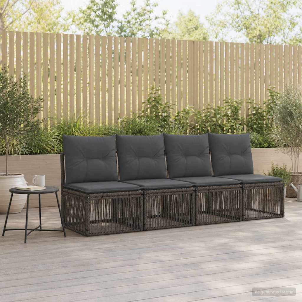 4-zits bank 4 pcs 4-Aantal zitplaatsen Grijs poly rattan