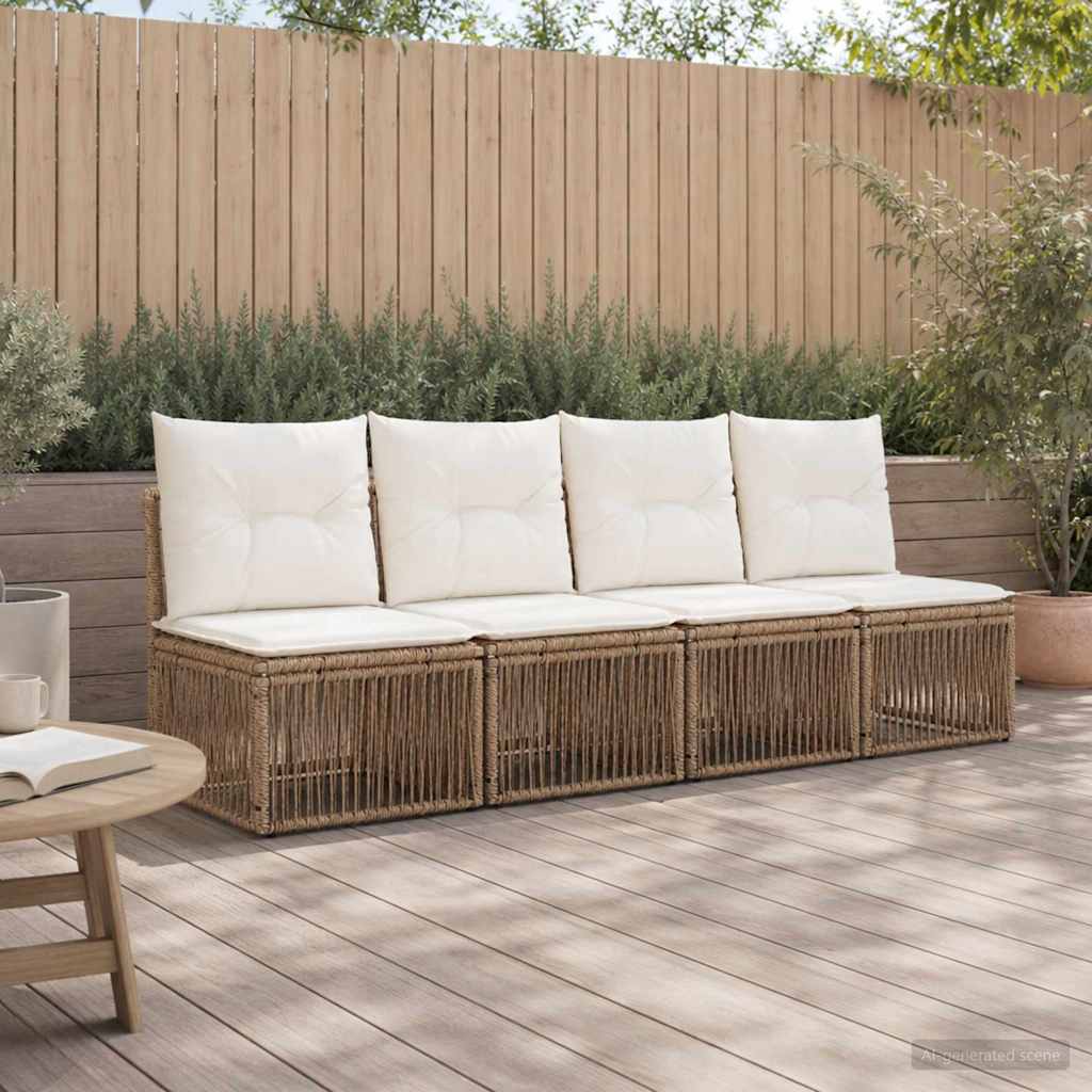 4-zits bank 4 pcs 4-Aantal zitplaatsen Beige poly rattan