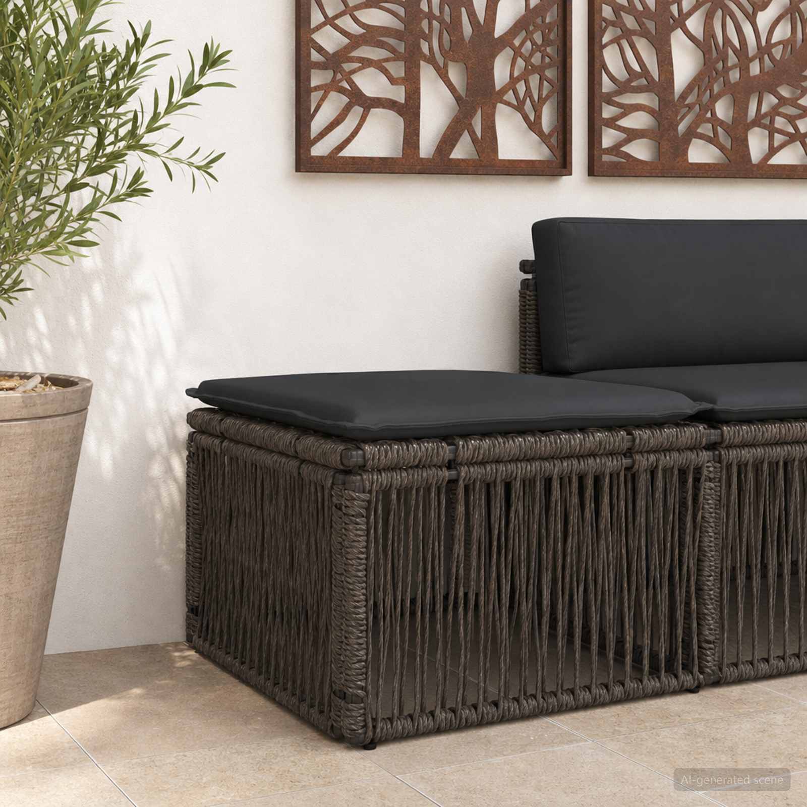 voetensteun Grijs poly rattan