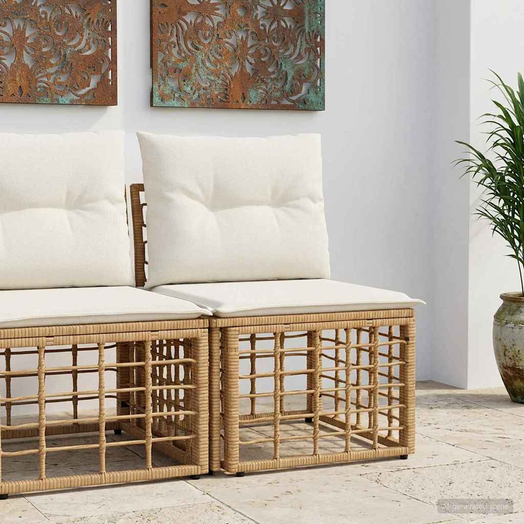 Modulaire Outdoor Armloze Sofa Eenheid Naturel poly rattan
