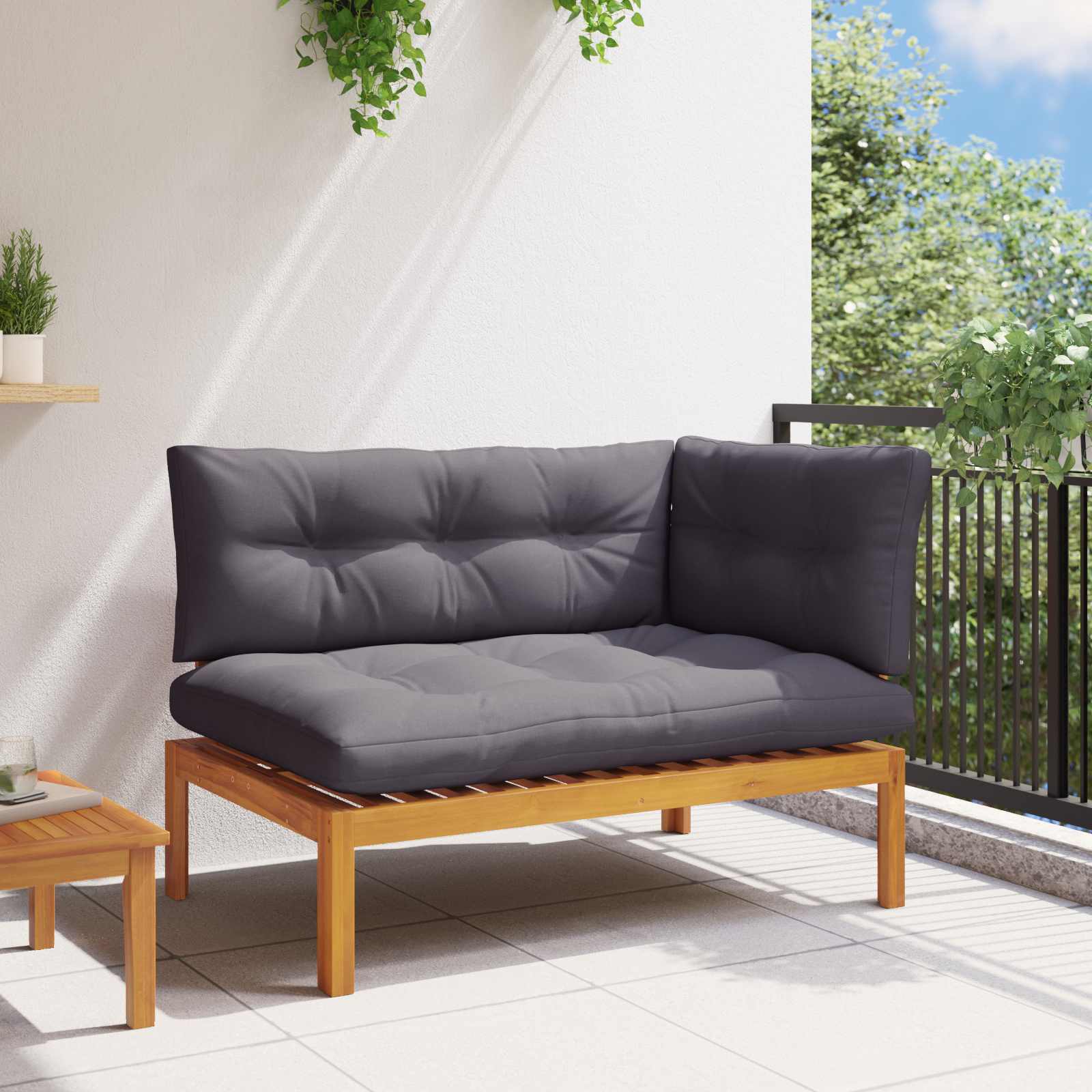 Hoekstoffe Natuurlijk en Donkergrijs 132 x 92 x 82 cm – afbeelding 1