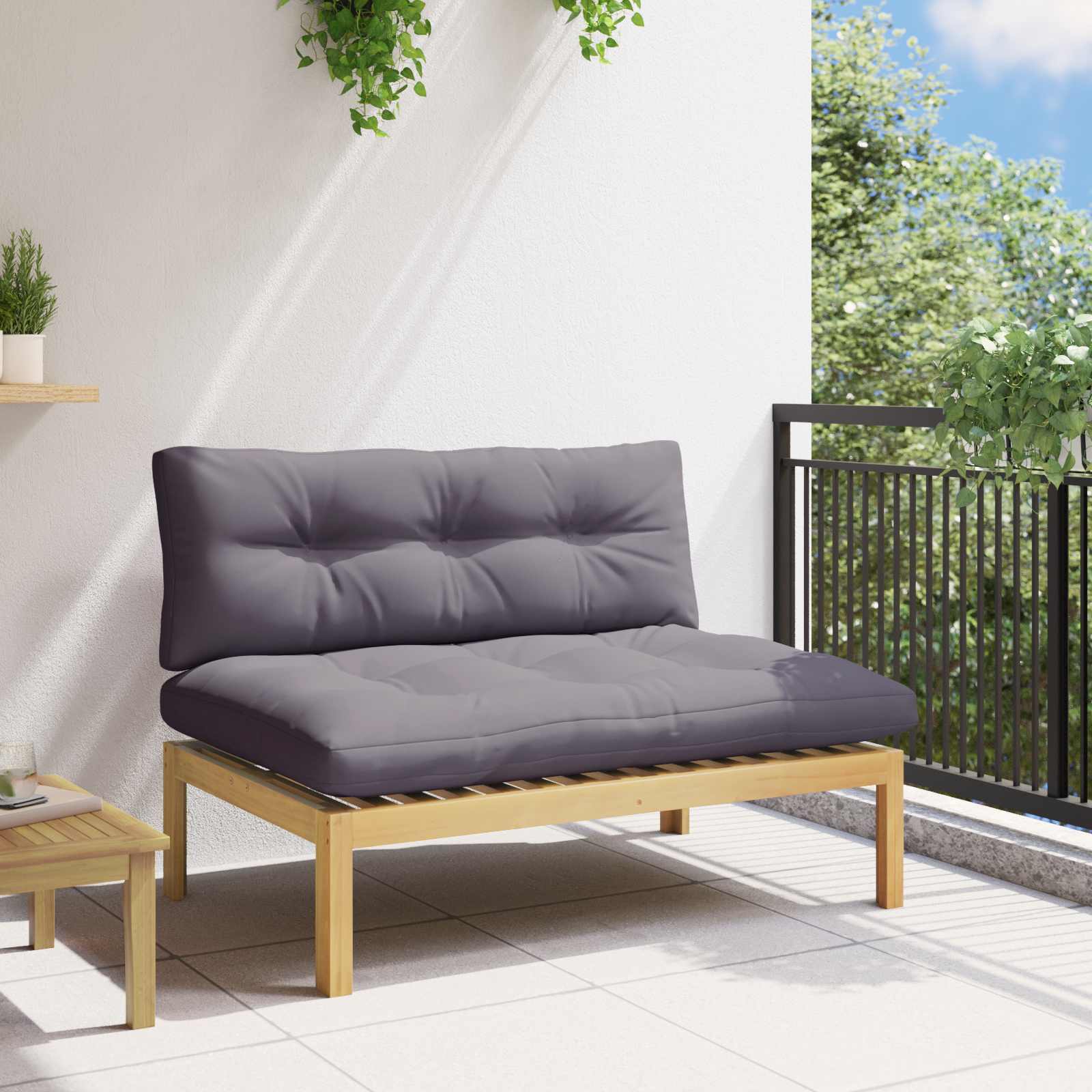Midden Sofaset Licht Acacia en Donker Grijs 120 x 80 x 82 cm – afbeelding 1