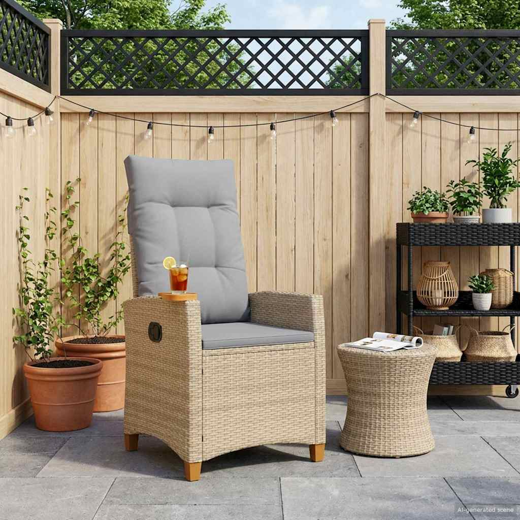 Verstelbare stoel met theeplaat 62 x 64 x 112 cm poly rattan – afbeelding 1