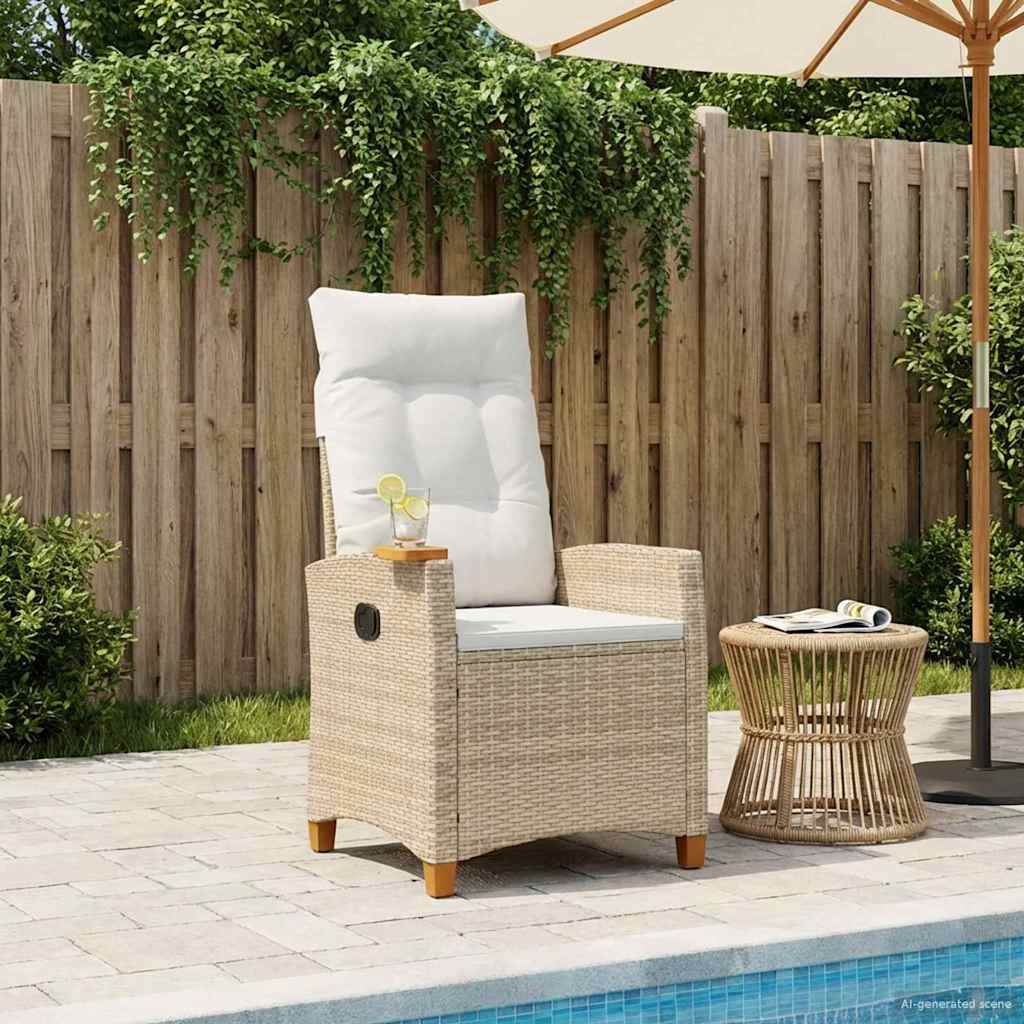 Verstelbare stoel met theeplaat 62 x 64 x 112 cm poly rattan – afbeelding 1