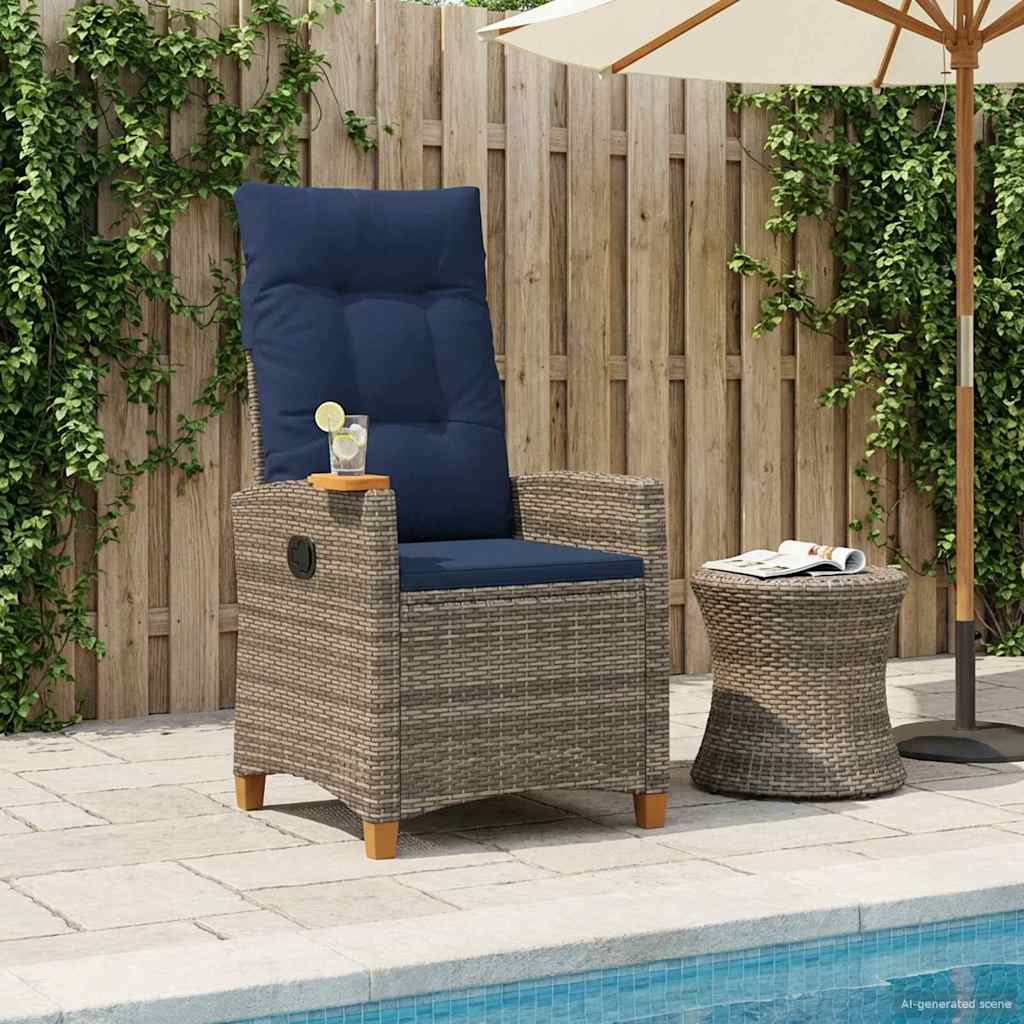 Verstelbare stoel met theeplaat 62 x 64 x 112 cm poly rattan – afbeelding 1