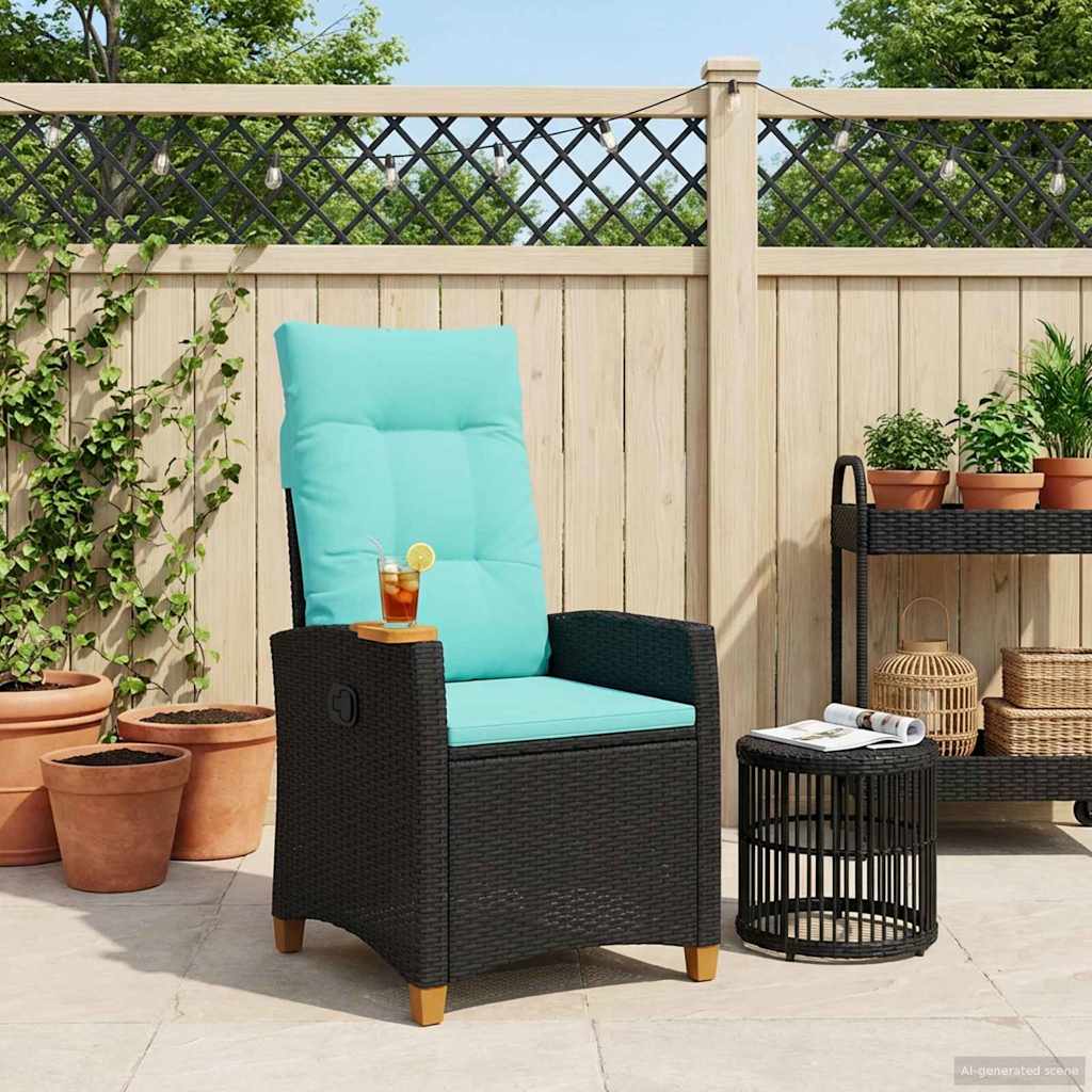 Verstelbare stoel met theeplaat 62 x 64 x 112 cm poly rattan – afbeelding 1