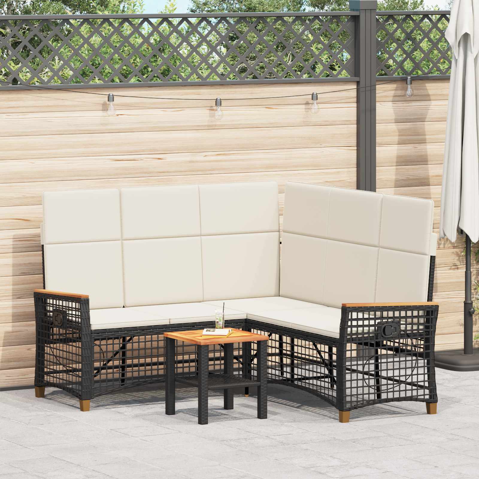 Tuin ligbankset Zwart en Cream Wit 164 x 164 x 112 cm – afbeelding 1