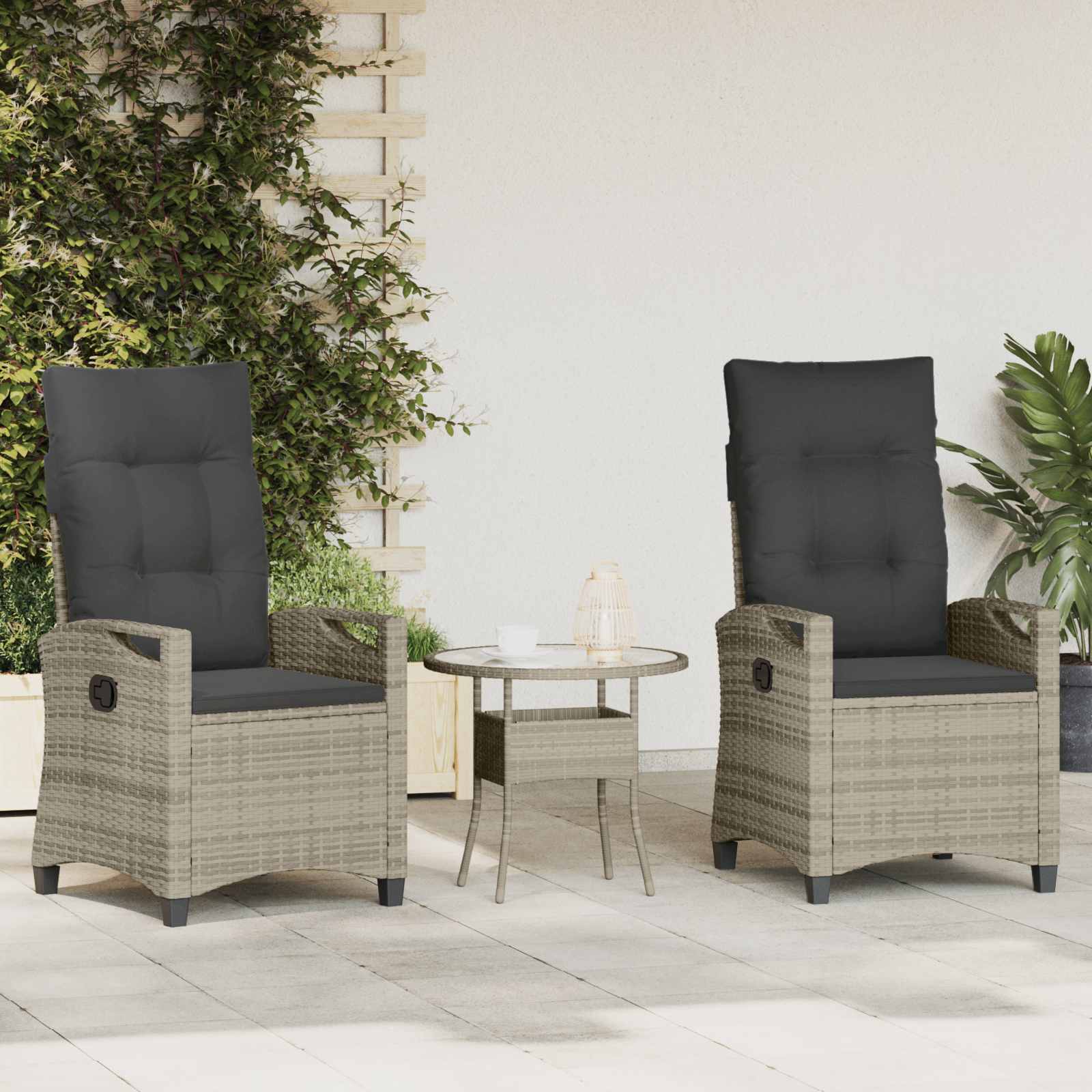 Tuinstoel 2 pcs Licht Grijs en Donker Grijs 56 x 60 x 112 cm – afbeelding 1