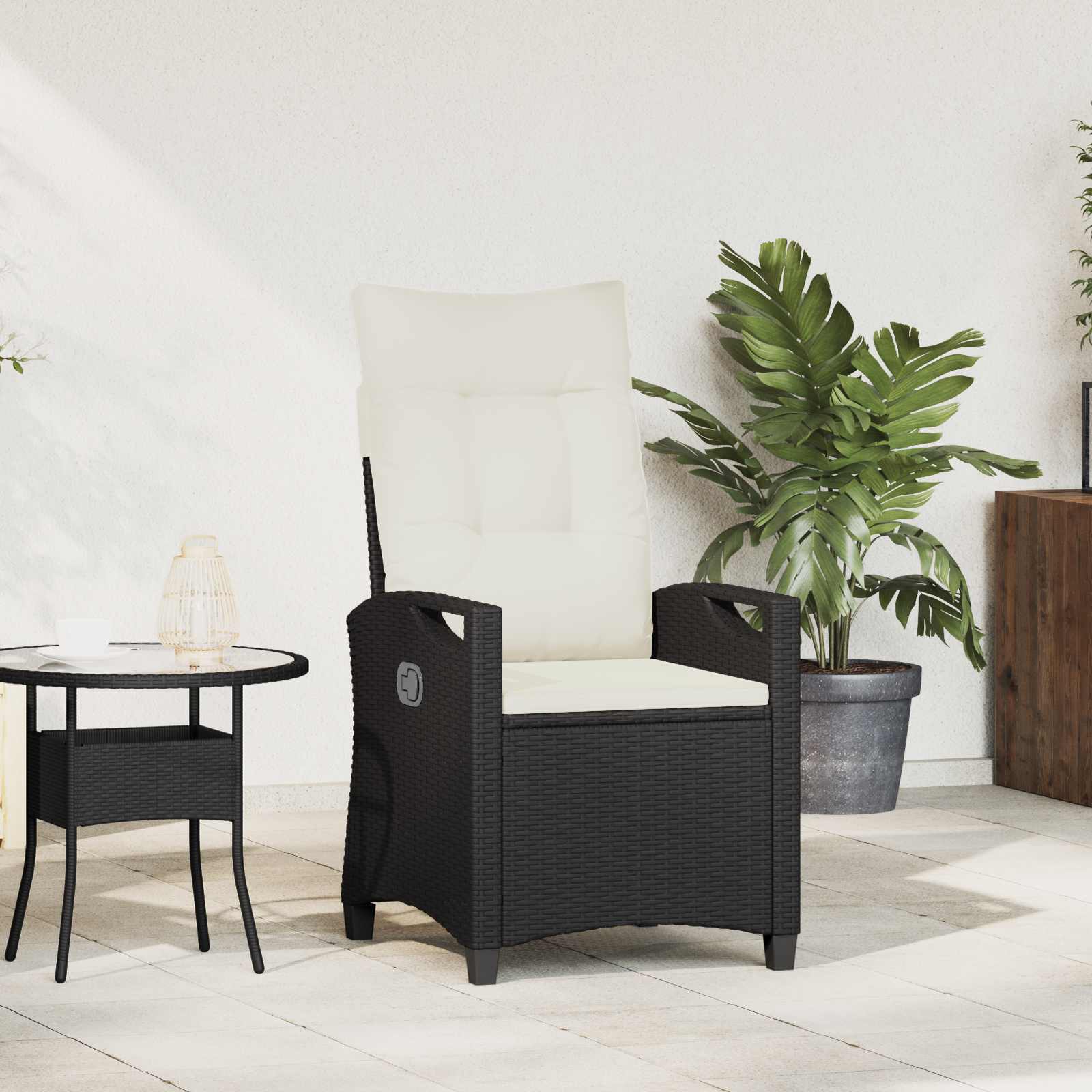 Verstelbare tuinstoel Zwart en Crème 56 x 60 x 112 cm – afbeelding 1