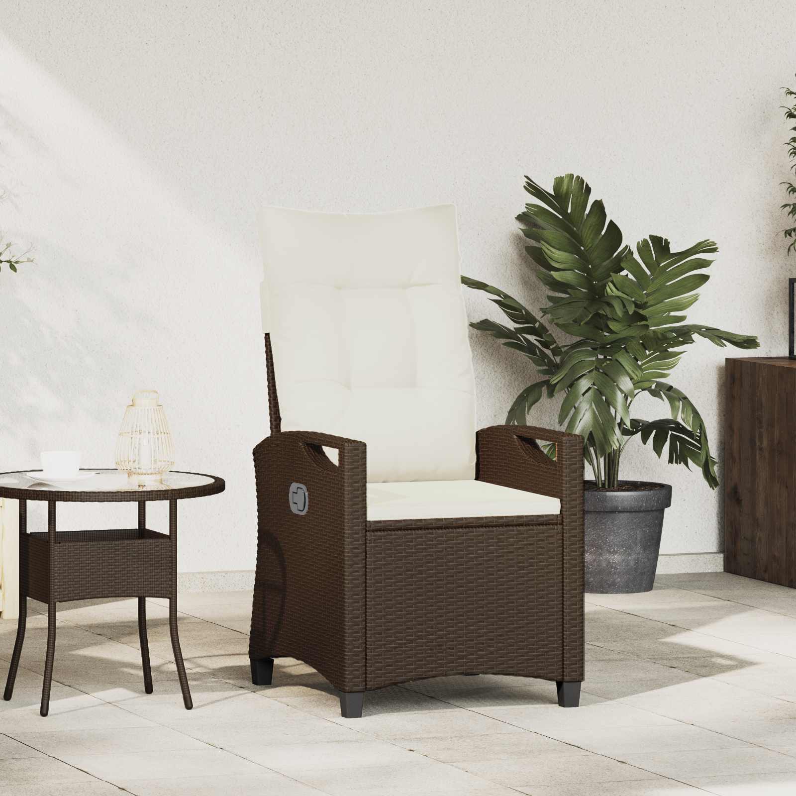 Verstelbare tuinstoel Bruin en Crème 56 x 60 x 112 cm