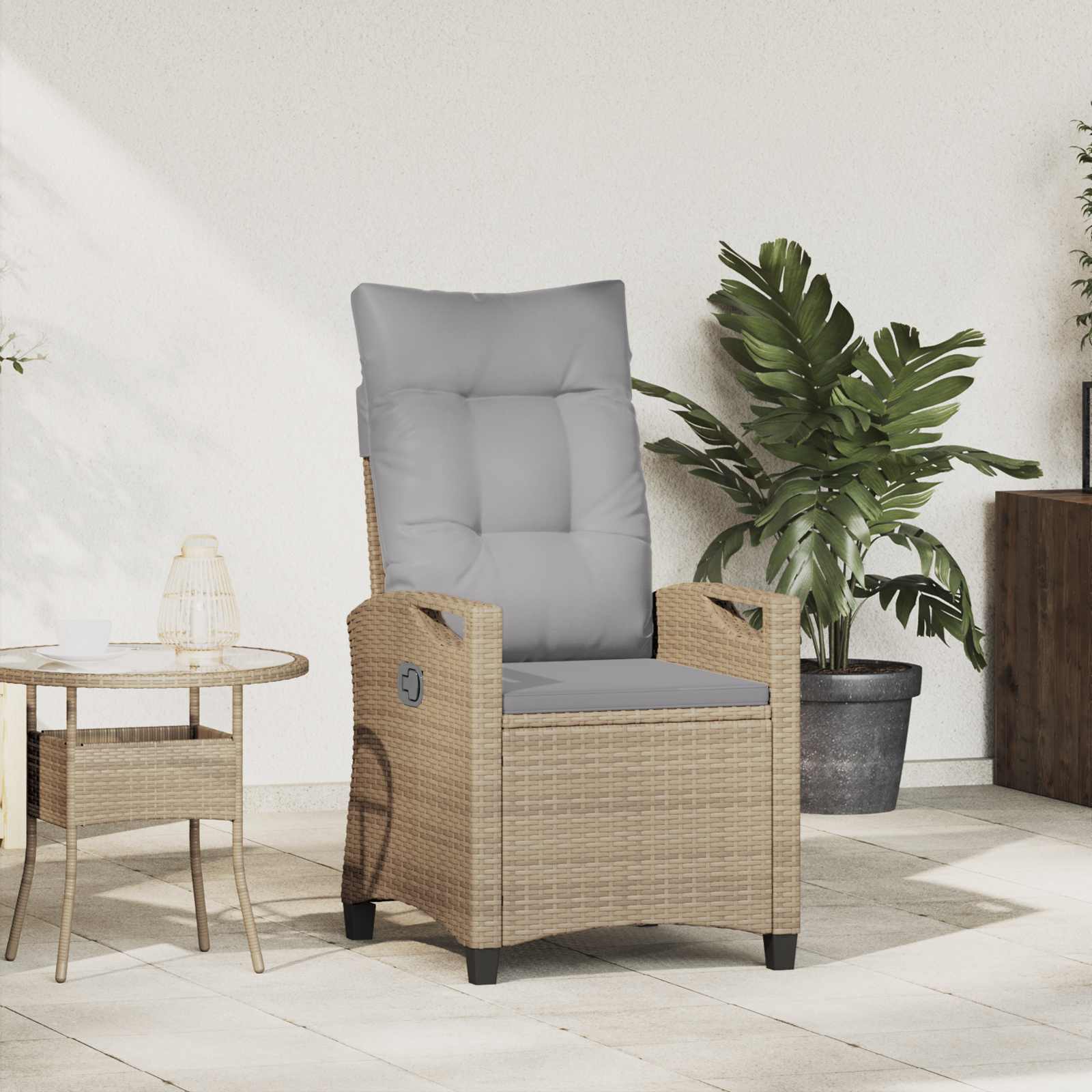 Verstelbare tuinstoel Beige en Licht Grijs 56 x 60 x 112 cm – afbeelding 1