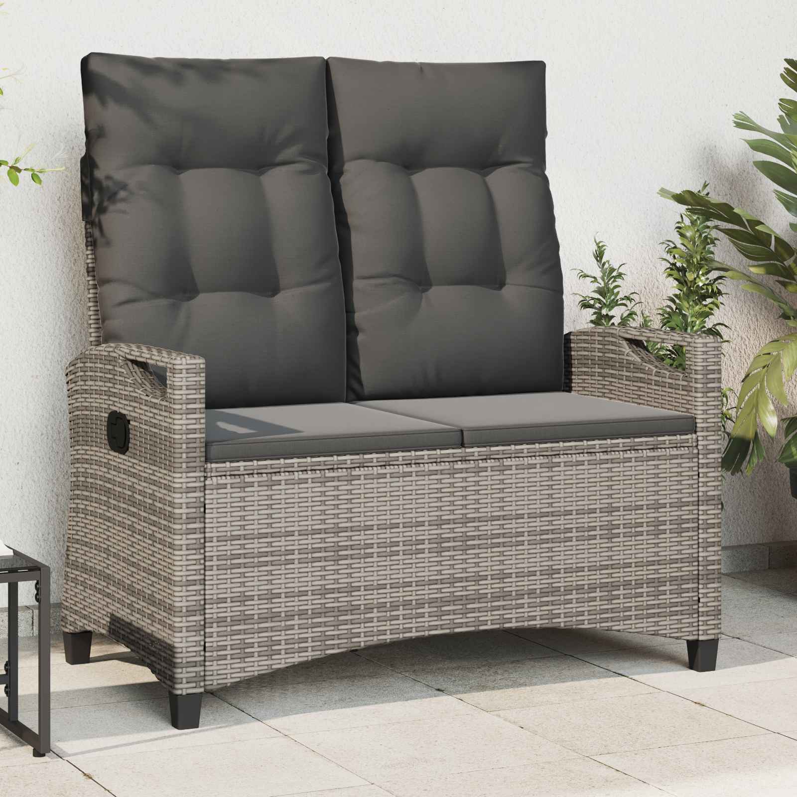 Tuinbank met kussen Grijs en Donkergrijs 105 x 60 x 112 cm