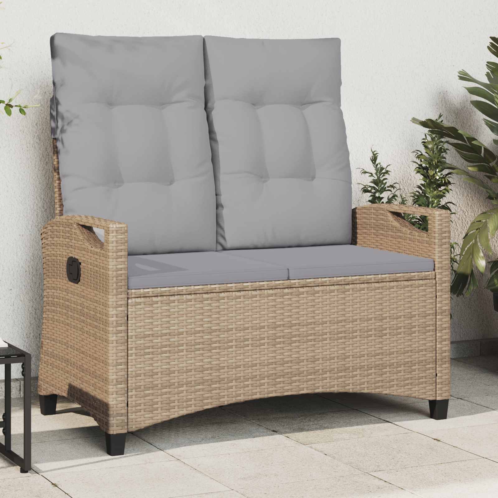 Tuinbank met kussen Beige en Licht Grijs 105 x 60 x 112 cm – afbeelding 1
