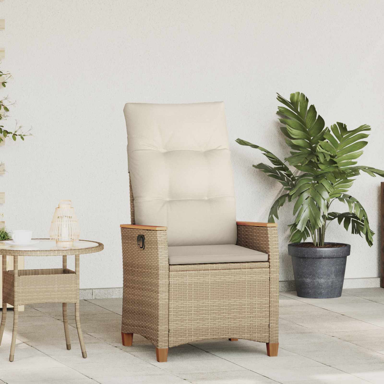 Verstelbare tuinstoel Beige en Crème 64 x 57,5 x 112 cm – afbeelding 1
