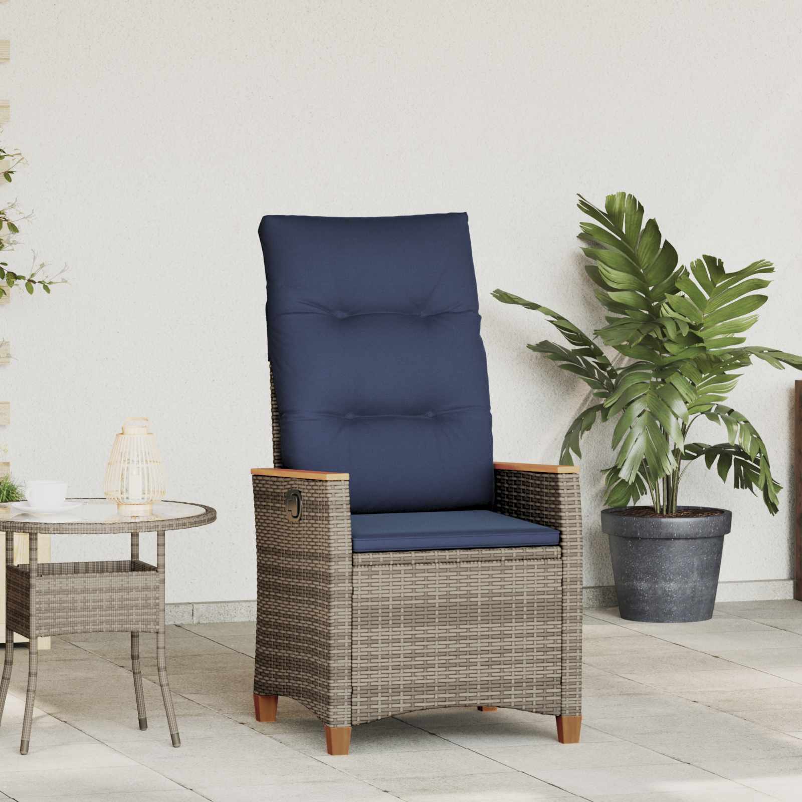 Verstelbare tuinstoel Grijs en Marineblauw 64 x 57,5 x 112 cm – afbeelding 1